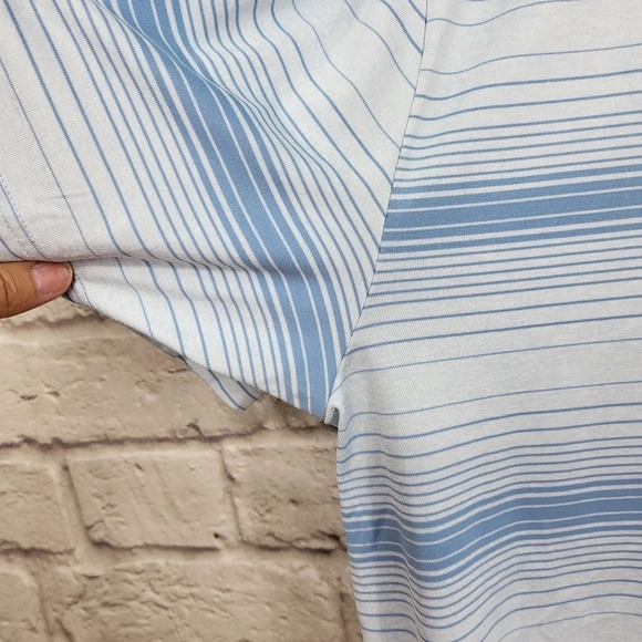 UNDER ARMOUR Blue Striped 3 Button Golf Polo Shirt Sz 2XL - Picture 8 of 11